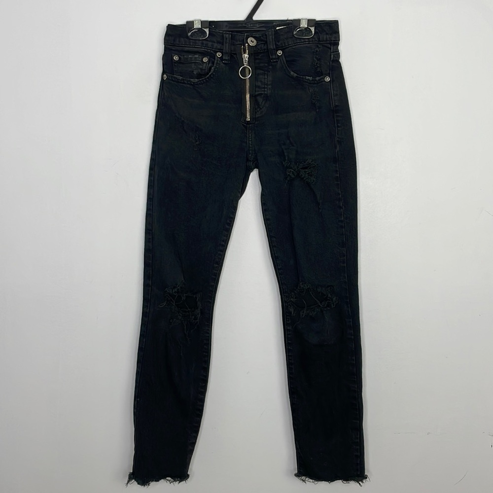 PISTOLA Nico very distressed ring zipper buttons fly cropped jeans